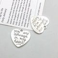 Silver alloy heart wing pendant with 'you are always in my heart' engraving - Letter Heart Always in My Heart (5728)