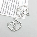 Antique silver alloy interlocking heart charms for DIY jewelry making pendants - Antique Silver Double Hearts (5801)