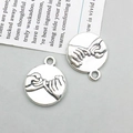Silver antique alloy circular pendant featuring a pinky swear gesture for DIY jewelry - Pinky Promise (7978)