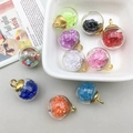 Macro shot of colorful crystal glass charms with gold metal caps for DIY jewelry making - Mixed Color Crystal Diamond Glass Ball Pendant (16434)