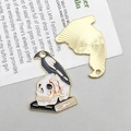 Gothic skull and raven enamel charm in gold plating for DIY jewelry making - Black KC Gold Enamel Skull Crow (22x31mm-2.3g-18160)