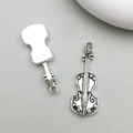 Antique silver violin alloy pendant charms for DIY jewelry making and craft projects - Guitar Style (5808)
