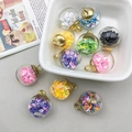 Macro detail of colorful crystal glass charms with glitter sequins for DIY jewelry making - Mixed Color Diamond Sequin Glass Ball Pendant (16437)