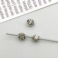 Vintage silver pumpkin striped spacer bead for DIY jewelry making and handmade crafts - Antique Silver Lantern Spacer Bead (16348)