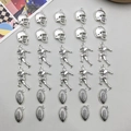 Antique silver American football charm set with helmet, player, and ball for DIY jewelry - Mixed Styles (SN246)