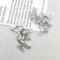 Antique silver Cupid angel charm pendant for DIY jewelry making and craft supplies - Antique Silver Large Angel (11436)