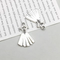 Detailed view of vintage silver dress-shaped alloy pendants for DIY jewelry making - Antique Silver Ballet Dress (10390)
