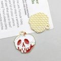 Skeleton poison apple charm with red and white enamel finish for DIY jewelry crafting - White Enamel Poison Apple Skull (18167)