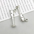 Detail of antique silver wine glass charms with star engraving for DIY jewelry making - Antique Silver Wine Glass (10550)