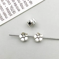 Vintage silver flower spacer beads for DIY jewelry making and handmade pendants - Antique Silver Five-Petal Flower Spacer Bead (16356)