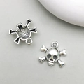 Ciondolo teschio in argento antico per creazione di gioielli fai da te e artigianato - Stile Teschio Argento Antico (10888)