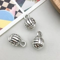 Detail of silver alloy volleyball charms with retro finish and top loop for DIY jewelry - Antique Silver Volleyball (10672) / 9*15mm