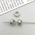 Vintage silver alloy spacer beads with engraved texture for DIY jewelry making - Antique Silver Tire Spacer Bead (16335)
