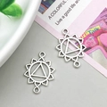 Detail of two antique silver flower of life pentagram pendants for DIY jewelry making - Flower Of Life Double Hole Link (14*20mm)