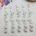 Antique silver volleyball charms set including volleyball player and heart pendants - 30Pcs Pack / Mixed 30 Pieces Volleyball (SN251)