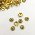 DIY antique gold alloy flower bead caps with hollow petal texture for jewelry making - 7*7mm Antique Gold Flower Bead Cap (16603) - 1 Piece
