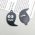 Cute black enamel ghost charms with white eyes and loop for DIY jewelry making - Enamel Black Ghost Charm (12341)
