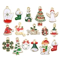 Set van 15 kerstemaille bedeltjes met kerstman, sneeuwpoppen en Noel-brieven hangers - Gemengd 20 Stijlen Emaille Kerst Nieuw