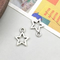 Vintage silver alloy star pendants with hollow design and top loops for DIY jewelry - Pentagram Star Style (6915)