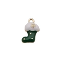 Pendentif chaussette de Noël festive en émail vert en alliage pour bijoux DIY - Chaussette de Noël Verte Émaillée