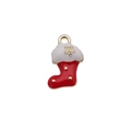 Pendentif chaussette de Noël en émail rouge et blanc pour bijoux DIY artisanat - Chaussette de Noël Rouge Émaillée