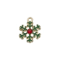 Pendentif flocon de neige doré avec émail vert et strass rouge pour bijoux DIY - Flocon de Noël Émaillé Vert
