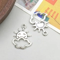 Vintage silver sun and cloud alloy pendant charms for DIY jewelry making accessories - Cloud Sun Style (7726)