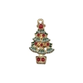 Pendentif sapin de Noël en émail pour la fabrication de bijoux DIY et accessoires - Petit Sapin de Noël Multicolore Émaillé Or KC