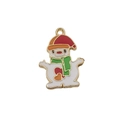 Pendentif bonhomme de neige en émail avec chapeau rouge et écharpe verte pour bijoux DIY - Bonhomme de Neige de Noël Émail Blanc
