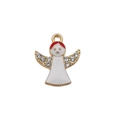Pendentif petit ange mignon en émail blanc avec strass brillants sur ses ailes dorées - Ange de Noël en Émail Blanc