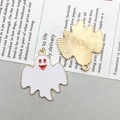 Ghost charm pendant with white enamel finish and gold plating for Halloween DIY - White Smiling Ghost (15124)