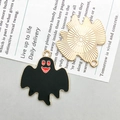 Cute black enamel ghost charm with red eyes for Halloween DIY jewelry making - Black Smiling Ghost (15125)
