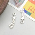 Vintage silver alloy shooting star charm with meteor trails and mounting ring for DIY jewelry - Shooting Star Style (9067)