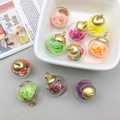 Colorful glass ball charm with fruit slices and gold cap for DIY jewelry making - Mixed Color Fruit Glass Sphere Pendant (16435)