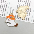 Halloween cartoon hamster enamel charm with orange star hat and golden texture back - White Broomstick Ghost (15130)
