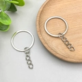 Anneaux de porte-clés et chaînes en alliage poli pour accessoires de bijoux DIY et artisanat - Porte-clés avec Chaîne à Maillons (13062) / 1 Pièce (30mm) / Argent
