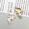 Ghost charm with golden G letter and drip oil finish for Halloween DIY jewelry - White Letter G Soul (15133)