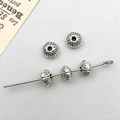 Vintage silver alloy spacer beads with engraved heart patterns for DIY jewelry making - Antique Silver Round Spacer Bead 4*7mm (Hole 2mm)(16466)