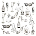 Antique silver wine glass and bottle pendants for DIY jewelry making accessories - Masquerade Mixed Set (SN269)