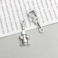 Antique silver wine bottle and glasses alloy pendant charm for DIY jewelry making - Antique Silver Wine Glass (10566)