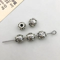 Cinque perline distanziatrici in argento vintage con motivi a onde per gioielli DIY - Perlina Distanziatrice Rotonda Argento Antico 7*6mm (Foro 2.1mm)(16471)