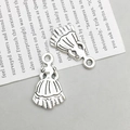 Antique silver girl charm in zinc alloy for DIY jewelry necklaces and bracelets - Antique Silver Dress (11222)