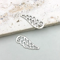 Detailed close-up of antique silver wing charms with intricate filigree texture for DIY jewelry - Narrow Wing Style (b116)