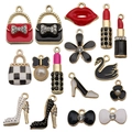 DIY colorful enamel high heel and handbag charms with rhinestones for bag pendants - Mixed Style