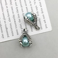 Vintage zilveren drakenklauw hanger met lichtblauwe parel voor DIY sieraden - Meerblauw Drakenklauw Parel (10786)