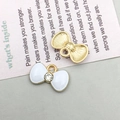 Enamel bow jewelry charms with rhinestones for DIY necklaces and craft accessories - White Rhinestone Bow / 15x9mm