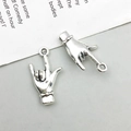 Macro shot of antique silver gesture pendants with integrated hanging loops for DIY jewelry - Antique Silver I Love You Gesture Female / 11*20mm