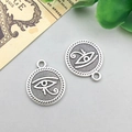 Silberne Eye of Horus Rundanhänger aus Legierung mit Vintage-Finish für DIY-Schmuck - Antiksilber Augenstil (11208)