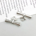 Silver alloy graduate scroll charm pendants for DIY jewelry making accessories - Antique Silver Graduate Scroll Style (10544)