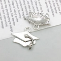 Silver graduation cap alloy pendant with hanging loop for DIY jewelry making charm - Antique Silver Graduation Cap Style (10546)